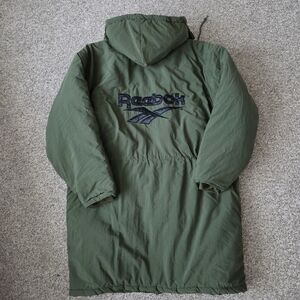 VTG 90s Reebok Full Length Long Puffer Jacket Quilted Size XL Mens- Army Green